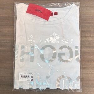 HUGO by Hugo Boss White Tee w/ Metallic Silver Branding BNWT